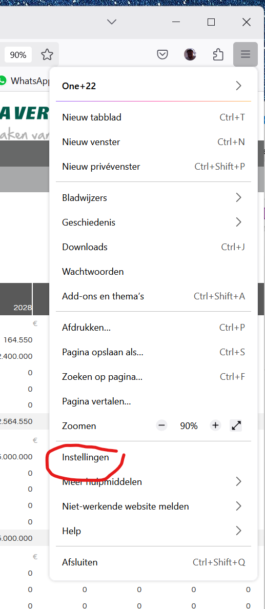 Firefox menu