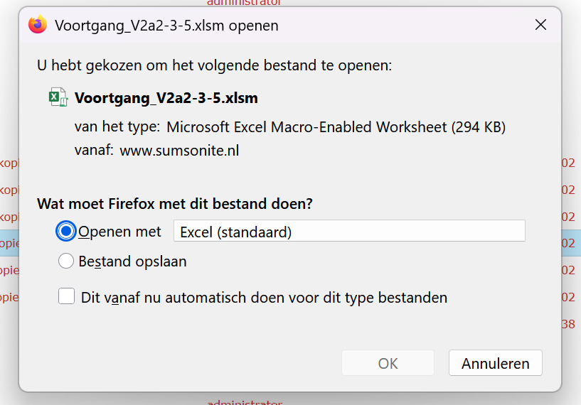 Excel openen vanuit Sumsonite