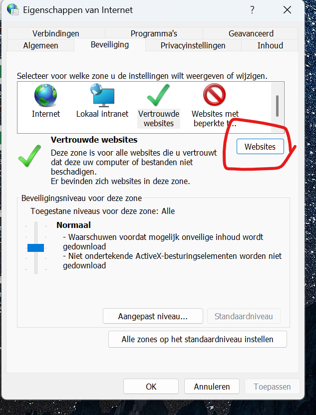 Vertrouwde websites
